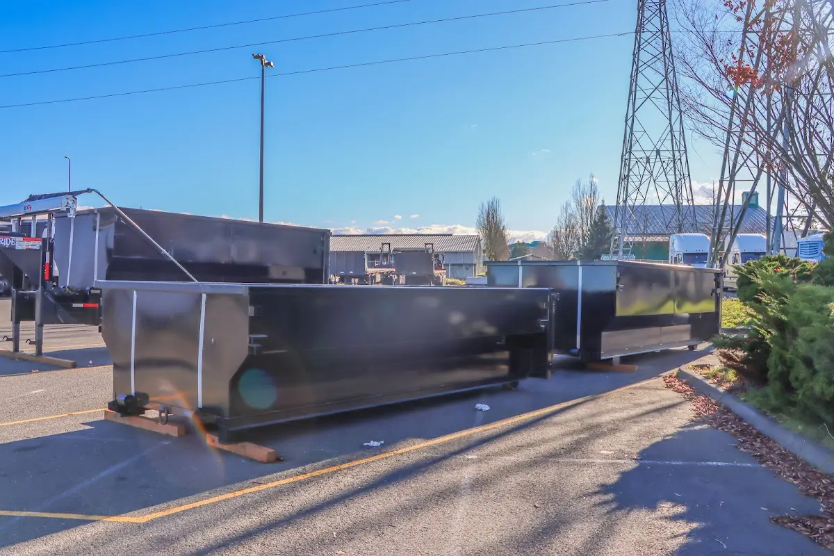 Roll-off dumpster ready for waste disposal at job site for 6 Yard Dumpster Rental in Upper Arlington